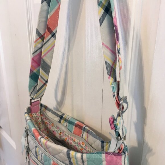 Vera Bradley Pastel Plaid Triple Zip Crossbody - Picture 11 of 11